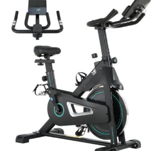 Stationary Exercise Bike for Home, Indoor Cycling Bike with Magnetic Belt Drive Resistance, Adjustable Seat, LCD Display, iPad Holder, 264 LBS Weight Capacity