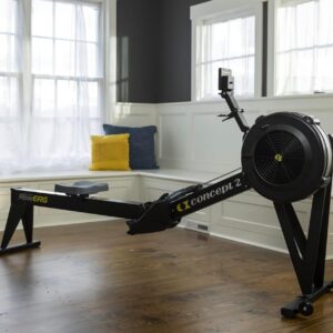 Concept2 RowErg Model E Indoor Rowing Machine with Tall Legs – PM5 Monitor, Device Holder, Adjustable Air Resistance, Easy Storage with FitXion Seat Cushion