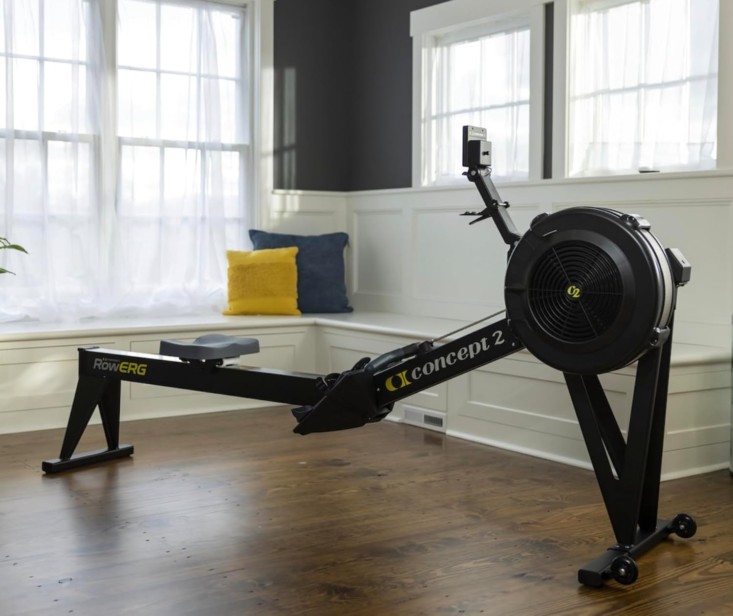 Concept2 RowErg Model E Indoor Rowing Machine with Tall Legs - PM5 Monitor, Device Holder, Adjustable Air Resistance, Easy Storage with FitXion Seat Cushion - Image 2