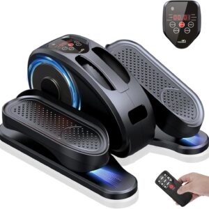Under Desk Elliptical Machine, Mini Ellipse Leg Exerciser Electric Seated Pedal Fully Assembled Quiet Compact for Seniors Portable Stepper with Remote Control for Home