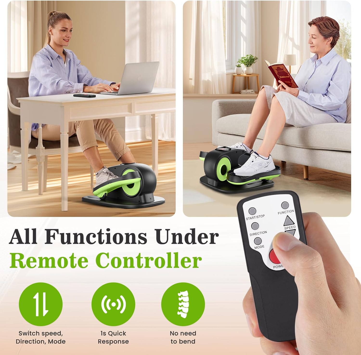 Under Desk Elliptical Machine, Ellipse Exerciser as Seen on TV for Seniors with Remote Control & 12 Adjustable Speeds, Elliptical Machine for Home - Image 4