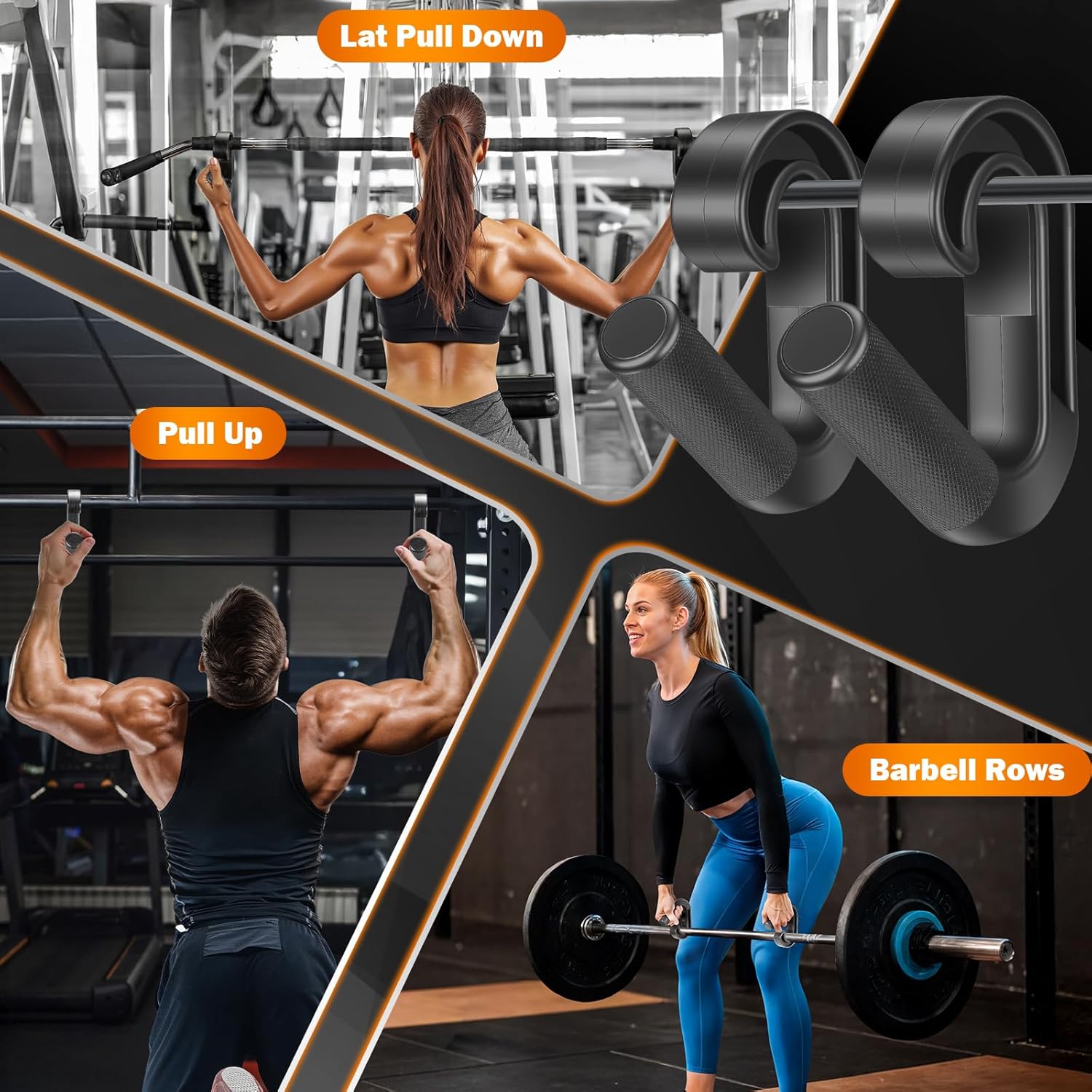 Neutral Grip Pull Up Handles, Ergonomic Non-Slip Hooks for Barbell Row Deadlift Resistant Bands Cable Machine, Lightweight Pull Up Bar Accessories, Portable Grips for Home Gym Workout, Nylon - Image 6