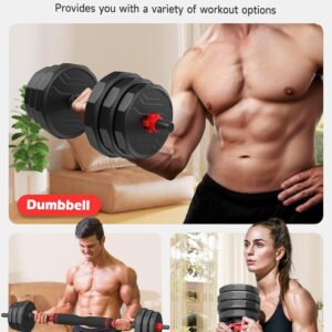 Adjustable Dumbbells, 20/30/40/55/60/70/80/90lbs Free Weights Dumbbells Convertible 2 or 3 in 1 Set Used as Barbell, Kettlebells, A Pair of Lightweight for Home Gym