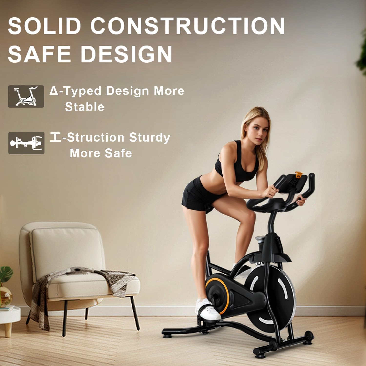 Exercise Bike,Stationary Bikes for Home,Adjustable Workout Bike, Professional Exercise Bikes for Home, Efficient Workout Bike with Smartphone Mount & Digital Pulse Display - Image 2