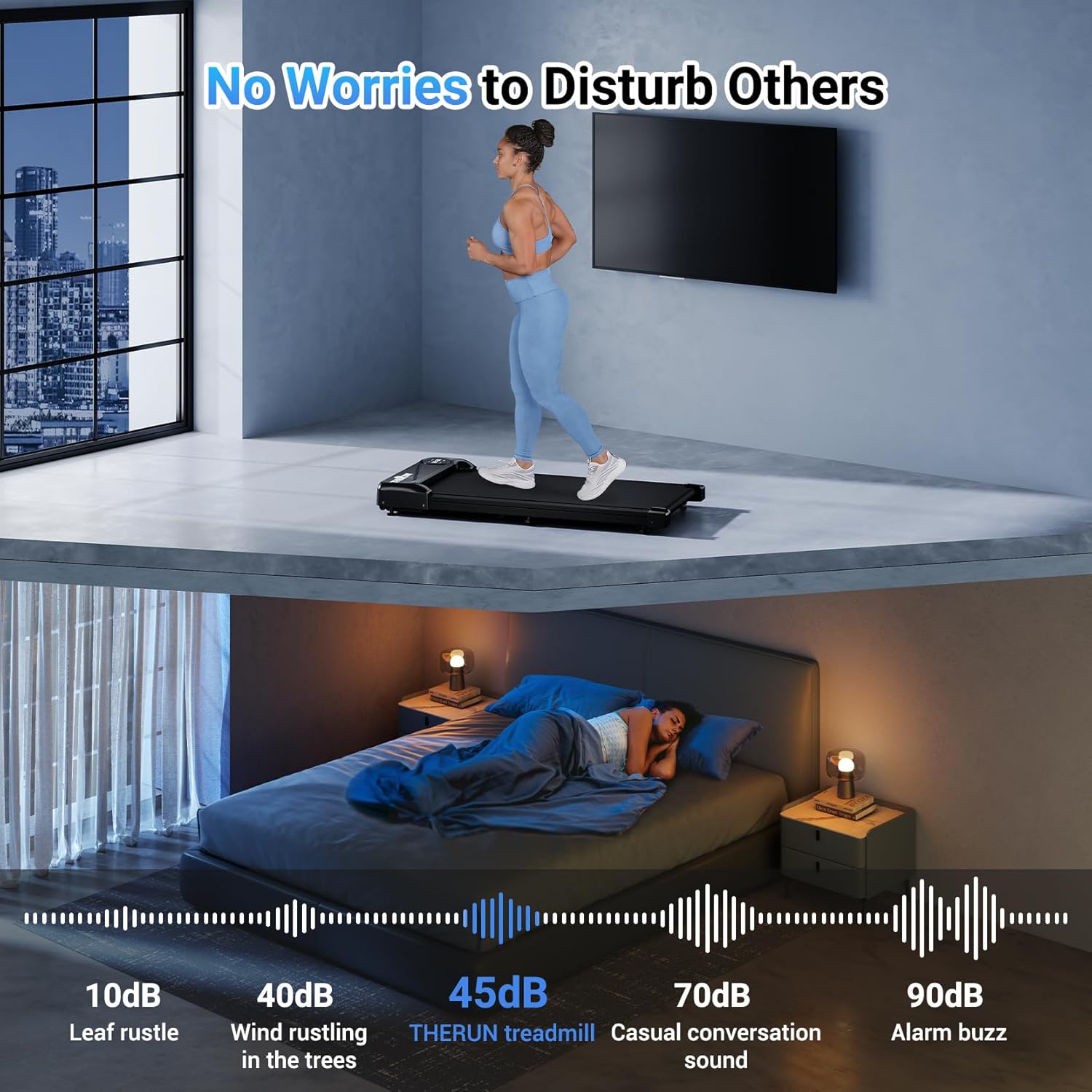 THERUN Walking Pad Treadmill Under Desk, Portable Mini Treadmill for Home/Office, Walking Pad Machine with 2.5HP and 265 lbs Weight Capacity Remote Control LED Display - Image 5