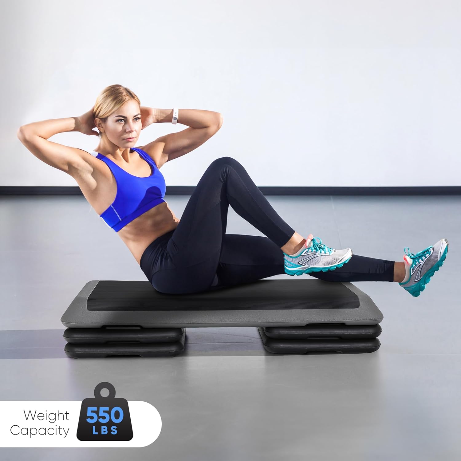 Adjustable Workout Aerobic Stepper, Exercise Step Platform Trainer with 4 Risers,Non-Slip Surface for Home Gym Workout Training - Image 2