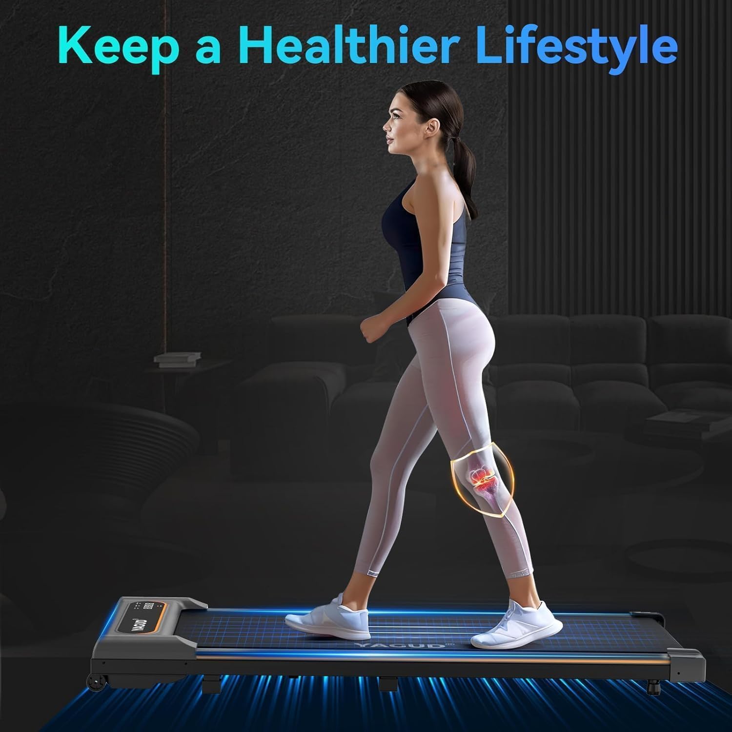 Walking Pad Treadmill for Home Office, Portable Under Desk Treadmill with Remote Control and LED Display, Walking Jogging Running Machine - Image 7
