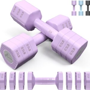 Sportneer Adjustable Dumbbells Hand Weights Set: 4 In 1 Weight Each 2lb 3lb 4lb 5lb Free Weights Dumbbells Set for Women Fast Adjust Dumbbell Set for Men Home Gym Workout Strength Training Exercise