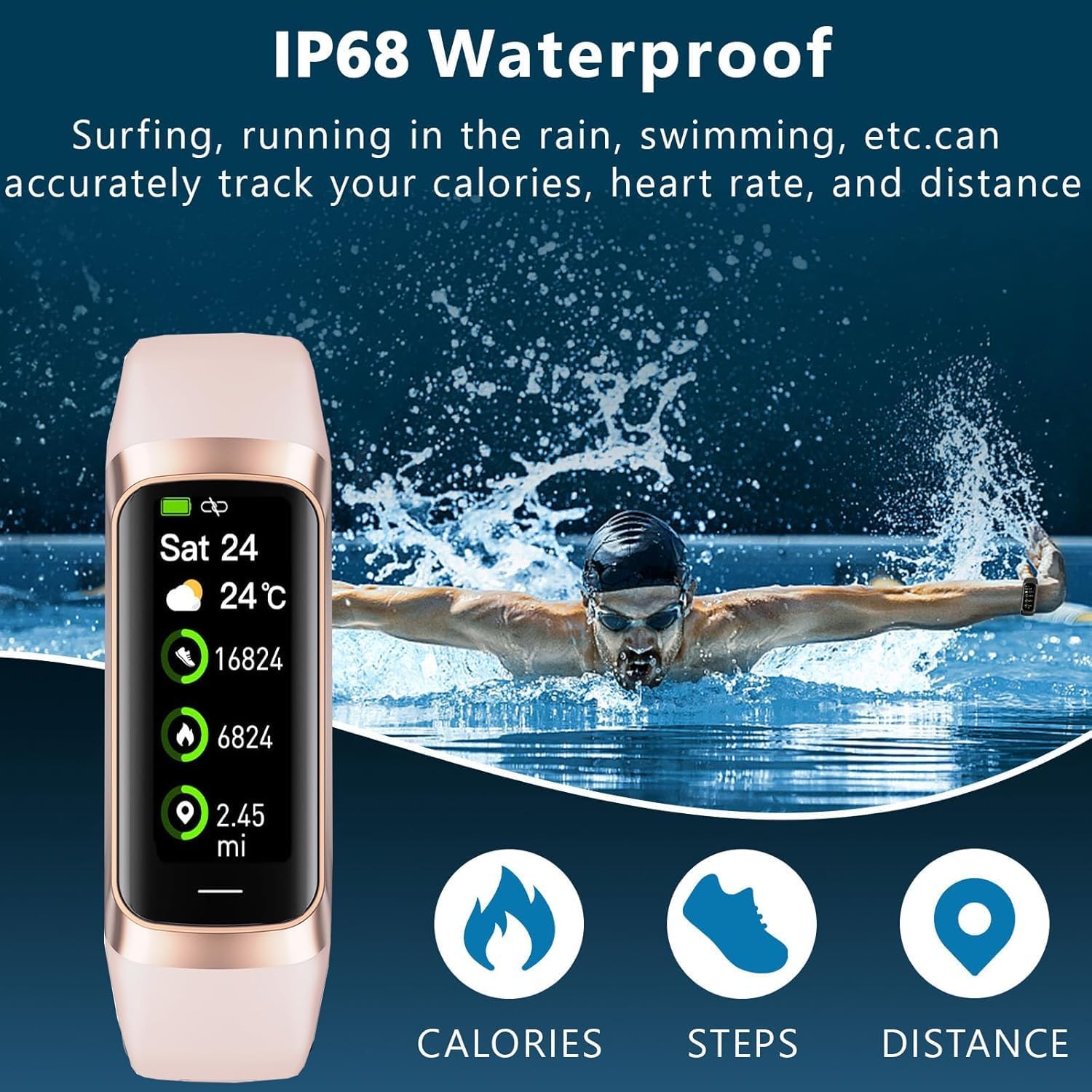 Fitness Tracker with 24/7 Heart Rate Blood Oxygen Sleep Monitor,Activity Tracker with 1.1" AMOLED Touch Color Screen, Multiple Sport Modes Step Counter,IP68 Waterproof for Women Men - Image 4