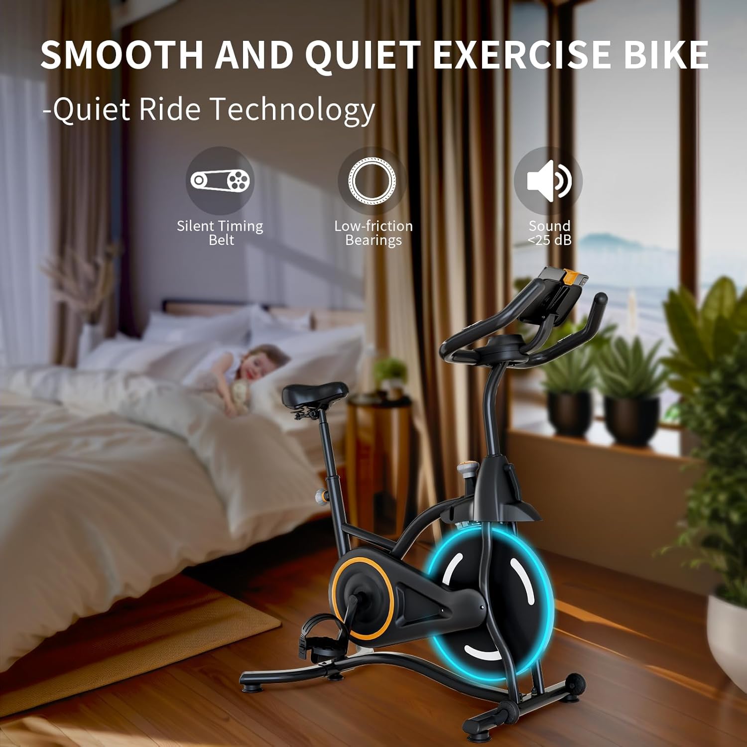 Exercise Bike,Stationary Bikes for Home,Adjustable Workout Bike, Professional Exercise Bikes for Home, Efficient Workout Bike with Smartphone Mount & Digital Pulse Display - Image 4