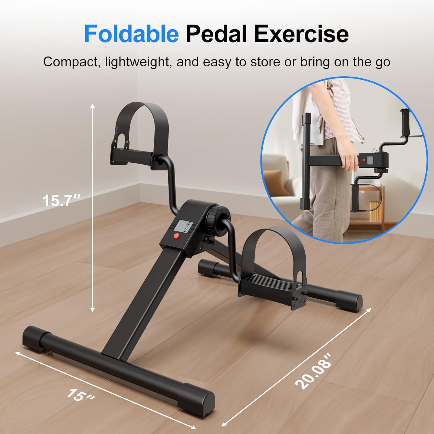 Pedal Exerciser Under Desk Bike, Mini Exercise Bike for Arm & Leg Workout, Portable Under Desk Cycle with Adjustable Resistance, Foot Exercise Machine with LCD Monitor & Calorie Tracker - Image 7