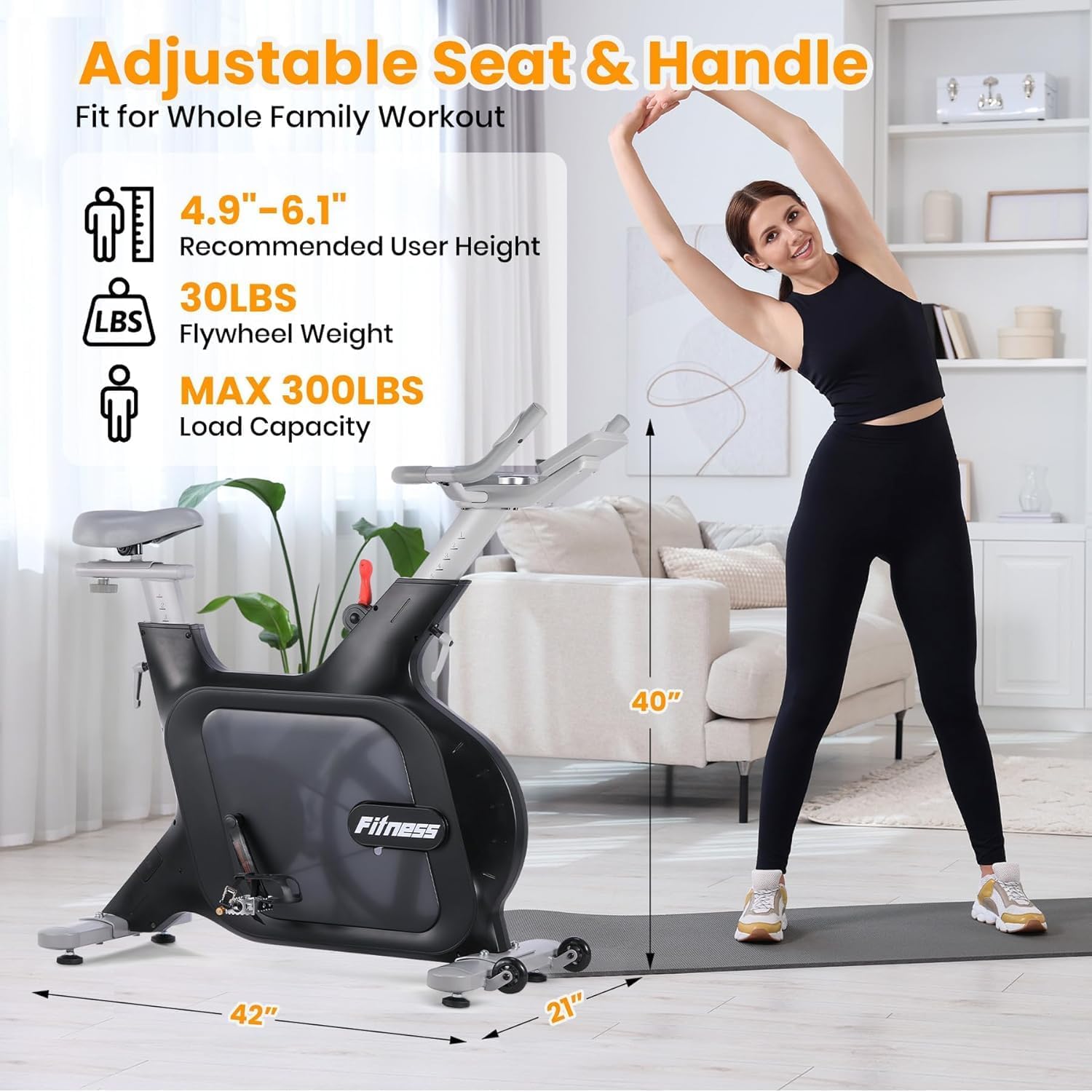 5-in-1 Multi-Function Exercise Bike | 350 lb Capacity | 32-Level Magnetic Resistance with Safety Brake | Adjustable Seat & Handlebars | Quiet Belt Drive & Performance Tracking - Image 4