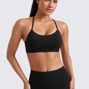 CRZ YOGA Butterluxe Womens Y Back Sports Bra – Padded Racerback Low Impact Spaghetti Thin Strap Workout Yoga Top