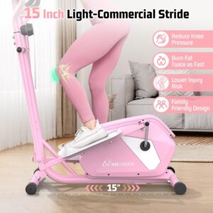ANCHEER Elliptical Exercise Machine, Elliptical Machine for Home with Ultra-Smooth Magnetic Drive, Elliptical Trainer with 14 Levels Resistance & Pulse Sensor, LCD Monitor, Device Holder, 15″ Stride