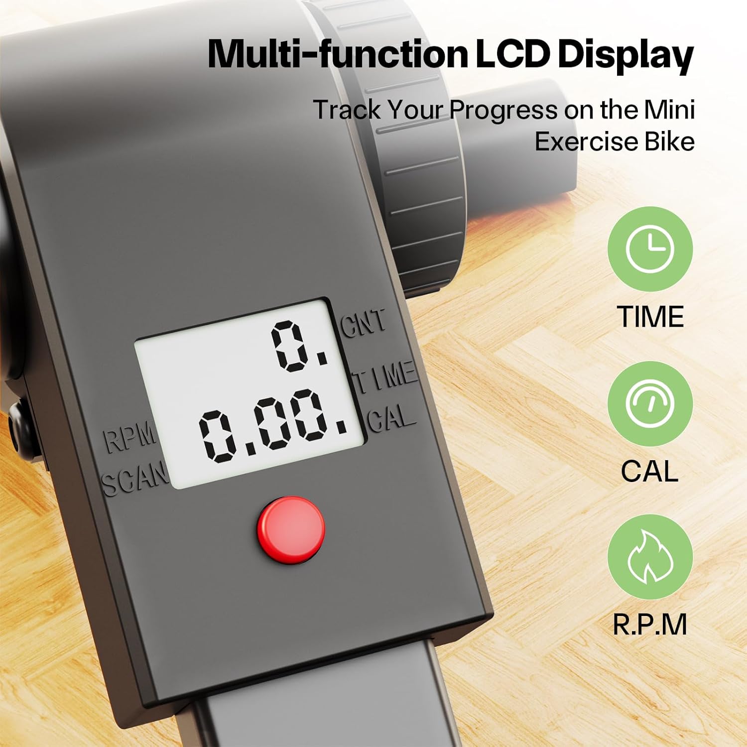 Under Desk Bike Pedal Exerciser, Portable Under Desk Cycle with Adjustable Resistance, Mini Exercise Bike for Arm and Leg Workout, Folding Peddler Machine Bicycle with LCD Monitor & Calorie Tracker - Image 3