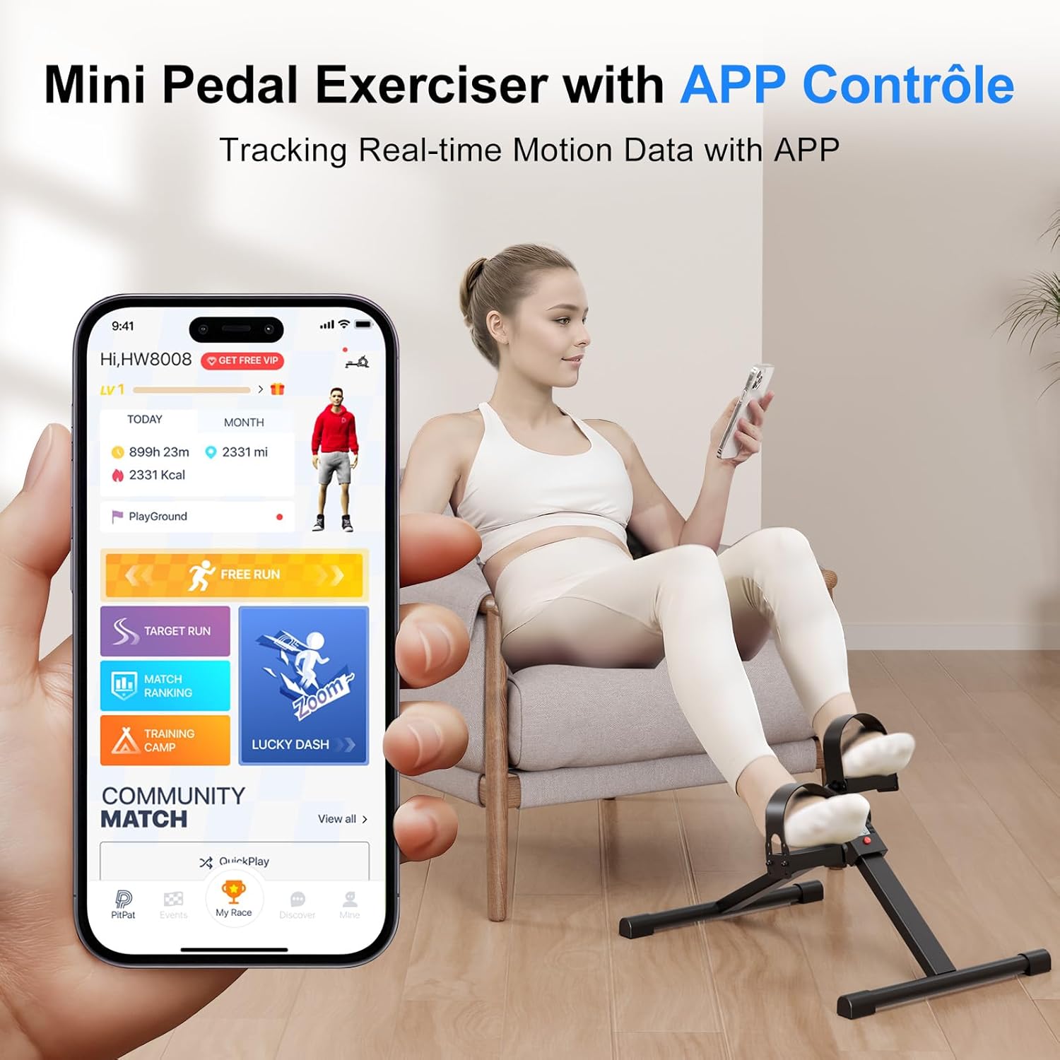 Pedal Exerciser Under Desk Bike, Mini Exercise Bike for Arm & Leg Workout, Portable Under Desk Cycle with Adjustable Resistance, Foot Exercise Machine with LCD Monitor & Calorie Tracker - Image 5