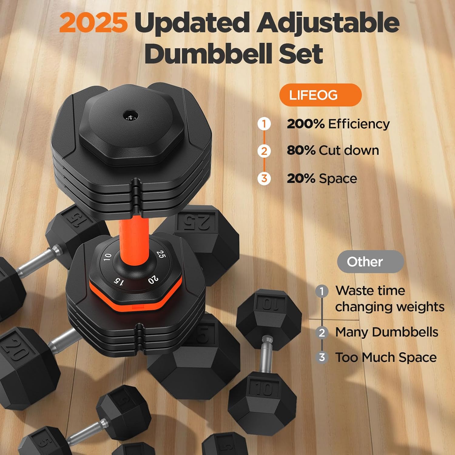 2025 Updated Adjustable Dumbbell Set of 2, 110lbs/50lbs Weights Dumbbell Set with Storage Box, 25lbs/55lbs Adjustable Weights with Anti-slip Silicone Grip, Weight Set For Home Gym Suit both Men and Women - Image 2