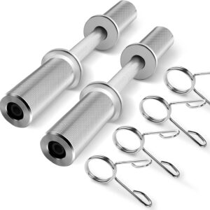 Uboway 16″/20″ Olympic Dumbbell Handles: Loadable Dumbbell Bars, Heavy Duty Weightlifting Handles, Compatible with 2″ Olympic Weight Plate, Ideal for Home Gym Strength Training, Bonus 4 Spring Collars