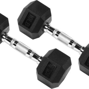 Hex Dumbbells Rubber Coated Hand Weights for Exercises and Fitness Home Gym, Single
