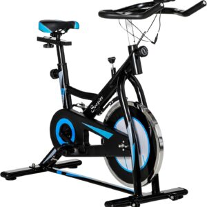 Soozier Exercise Bike, Stationary Bike for Home, Indoor Cycling Bike, Adjustable Workout Bike with Comfortable Seat Cushion and LCD Monitor