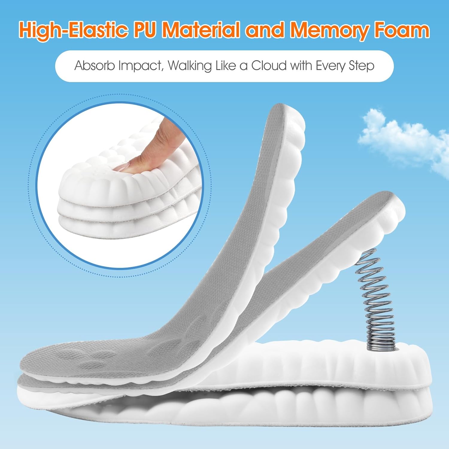 4D Cloud-Like Comfort Soles for Women - Soft Memory Foam Cushioning Insoles - Trim to Fit Steppers Insoles with Arch Support for Foot Pain Relief and Fatigue Reduction(US W 6.5-9) - Image 2
