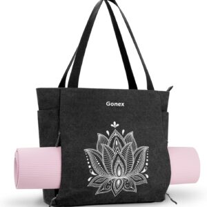Gonex Yoga Mat Bag, Large Tote Bag with Multi Pockets for Women Men, Canvas Mat Carrier, Full Zipper Easy Access for Pilates Gym Travel