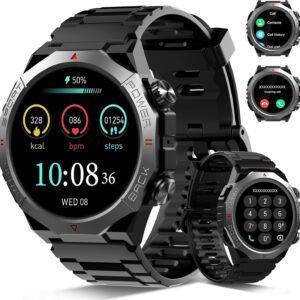 Military Smart Watches for Men (Answer/Make Calls), 1.39″ HD Fitness Watches, Heart Rate/Sleep Monitor, 110+ Sports Modes Watch for Men, Waterproof Watch, 30Day, Watches for Android/iPhone, Black