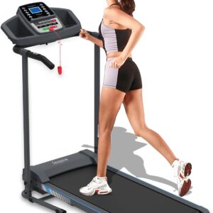 SereneLife Electric Folding Treadmill Exercise Machine – Smart Compact Digital Fitness Treadmill Workout Trainer w/Bluetooth App Sync, Manual Incline Adjustment, for Walking, Running, Gym – SereneLife