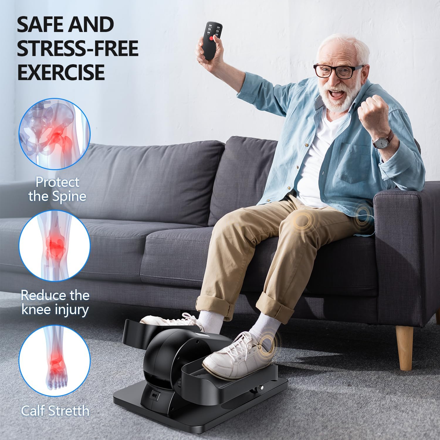 Elipse Leg Exerciser Electric as Seen on TV Under Desk Elliptical with 12 Adjustable Speed Quiet & Portable Peddler Exerciser for Seniors with Remote Control Leg Exerciser While Sitting for Seniors - Image 4