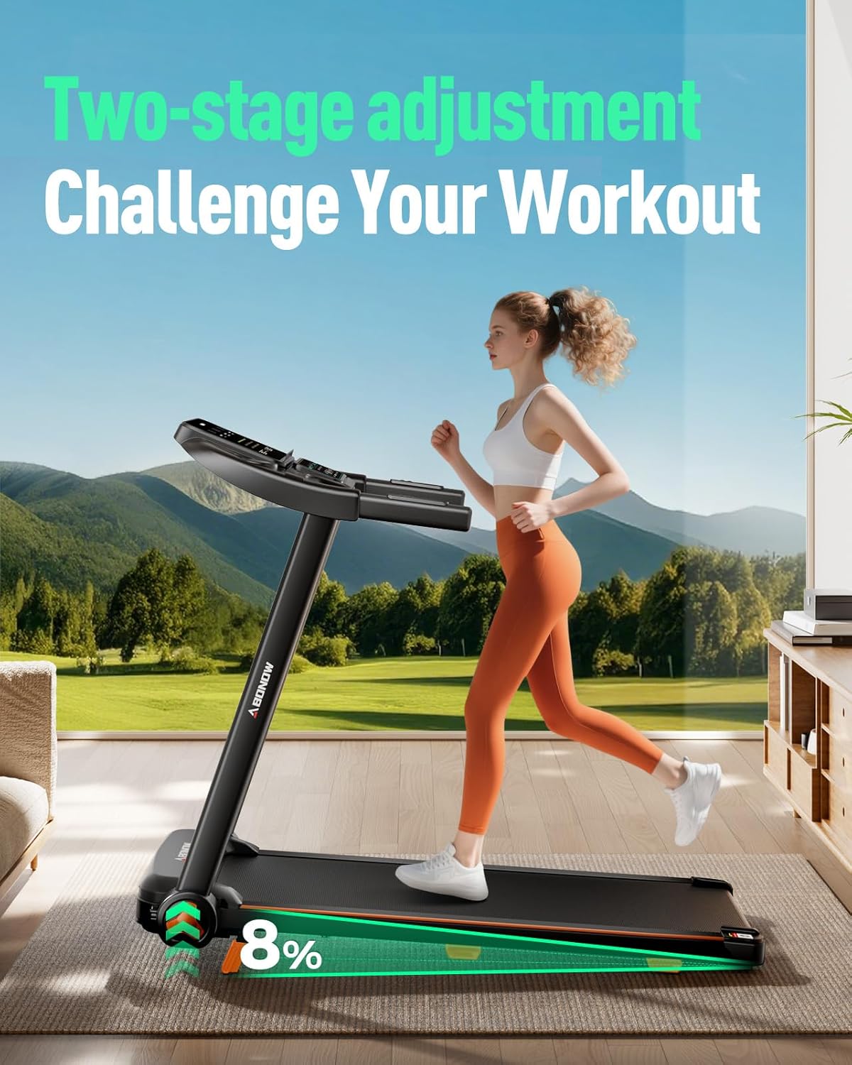 Folding Treadmills for Home with Incline, 3.0HP Quiet Brushless Portable Fitness Running Walking Exercise Treadmill with LED Display, 265lbs Weight Capacity - Image 2