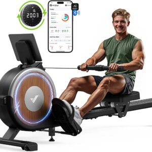 MERACH Rowing Machines for Home, Magnetic Rowing Machine with 16 Levels, Rower Machine of Quiet Resistance, Dual Slide Rail with Max 350lbs Weight Capacity, App Compatible