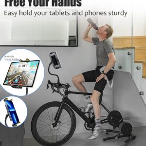 Charchendo Gooseneck Treadmill Tablet Mount, Universal Adjustment Tablet Holder for Elliptical/Spin Bike/Exercise Bike/Indoor Cycle, Compatible with 4-13” iPad Pro/Air/Mini, iPhones, Galaxy, E-Book