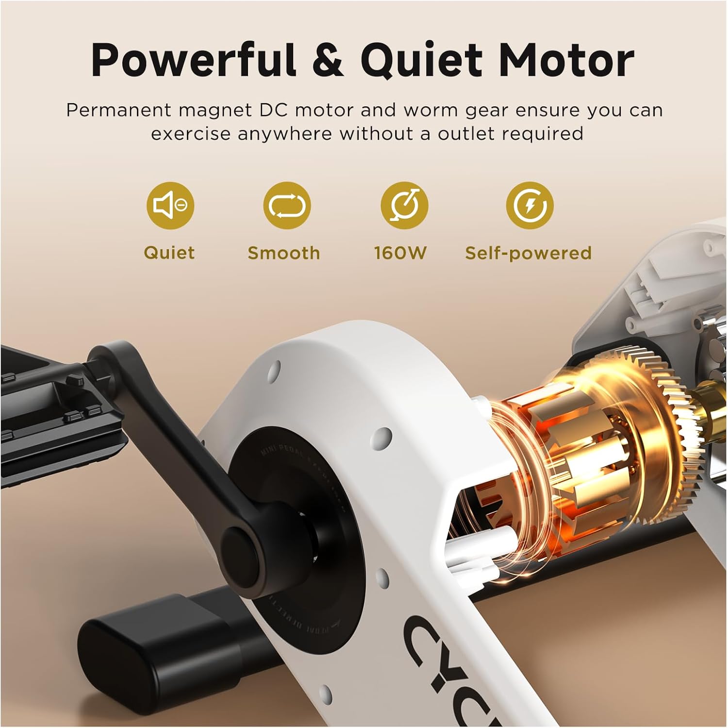 CYCPLUS DC1 Mini Pedal Exerciser, Self-Powered 160W Brushless Motor, ERG Mode & App Sync, Ultra-Quiet Magnetic Resistance, Compact for Office/Home (10.6lb, 0.18㎡ Space-Saving) - Image 2