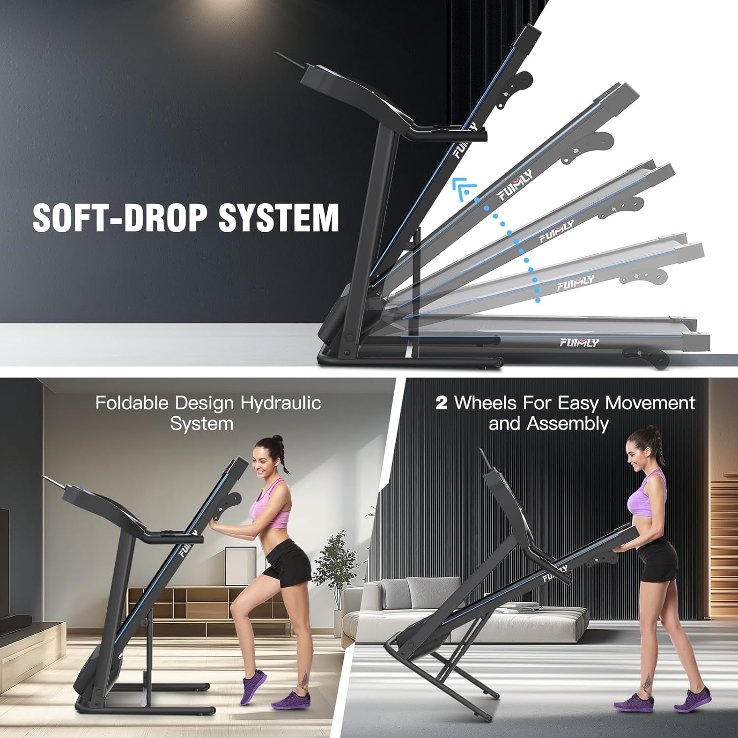 Incline Treadmill Foldable, Smart Portable Treadmills for Home with Body Fat Measurement & Heart Rate Sensor, 3.5HP Heavy Duty Folding Treadmill 400 LB Capacity with Silent Shock Absorption - Image 7