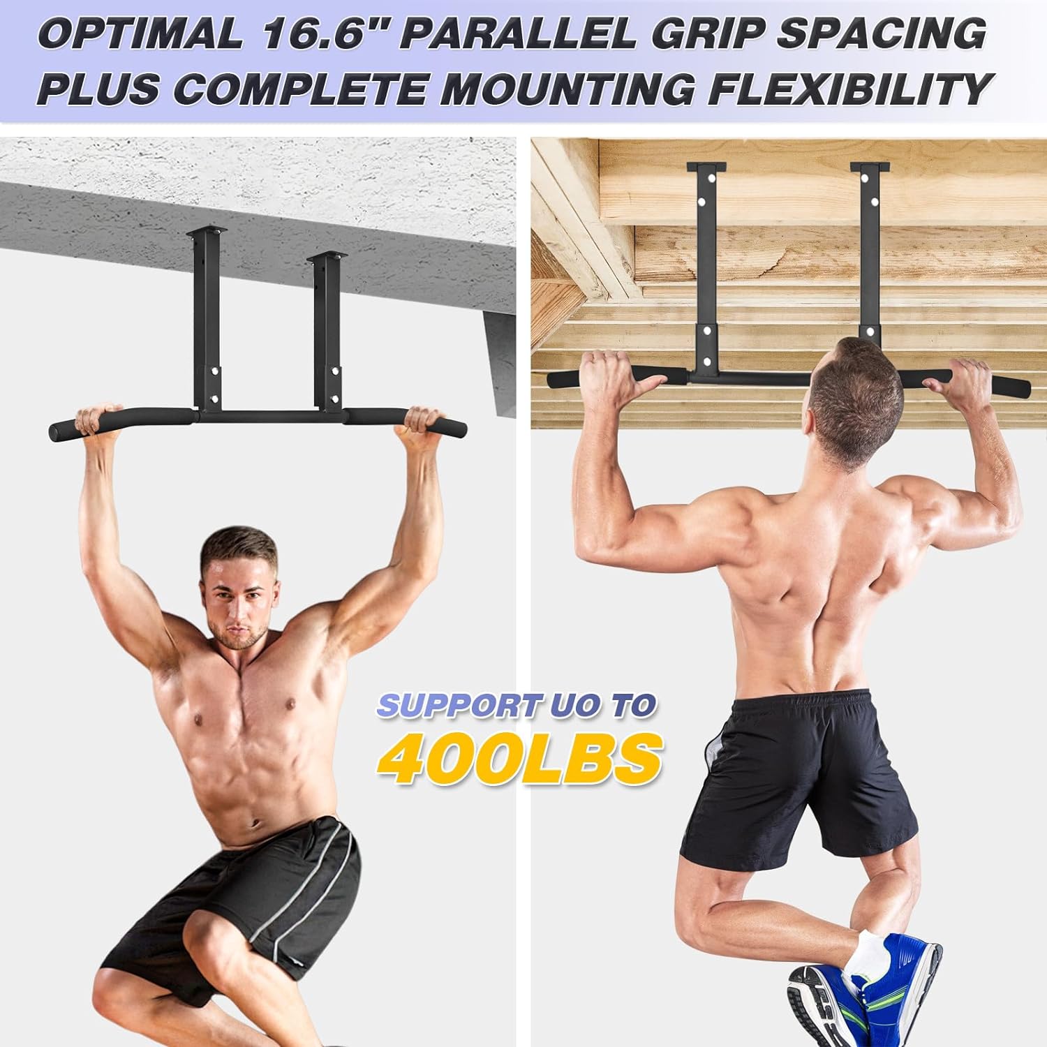 ATENTO Pull Up Bar, Chin Up Bars Ceiling Mount, Workout for Home Gym, Beam, Crossfit - Heavy-Duty, Foam Grip, Easy installation - Image 2