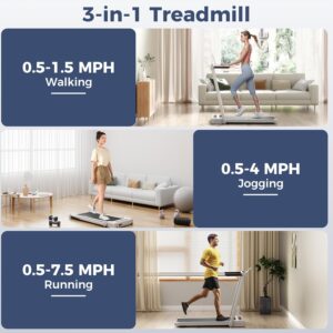 GYMAX Walking Pad Treadmill, 3 in 1 Folding Treadmill with Removable Desktop, Remote & 12 Preset Programs, 2.5 HP Under Desk Walking Pad Running Machine for Home Gym Exercise Workout