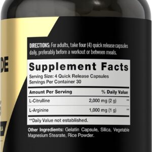 Carlyle Nitric Oxide Supplement 3000mg | 120 Capsules | Pre Workout with L-Arginine & L-Citrulline | Non-GMO, Gluten Free