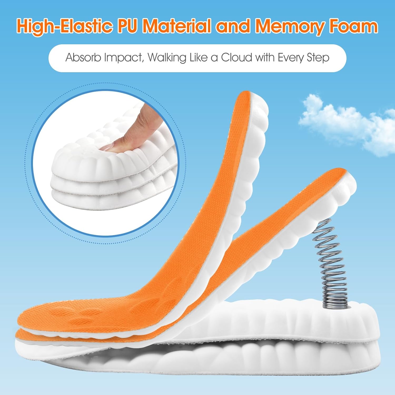 4D Cloud-Like Comfort Soles for Women - Soft Memory Foam Cushioning Insoles - Trim to Fit Steppers Insoles with Arch Support for Foot Pain Relief and Fatigue Reduction(US W 6.5-9) - Image 2