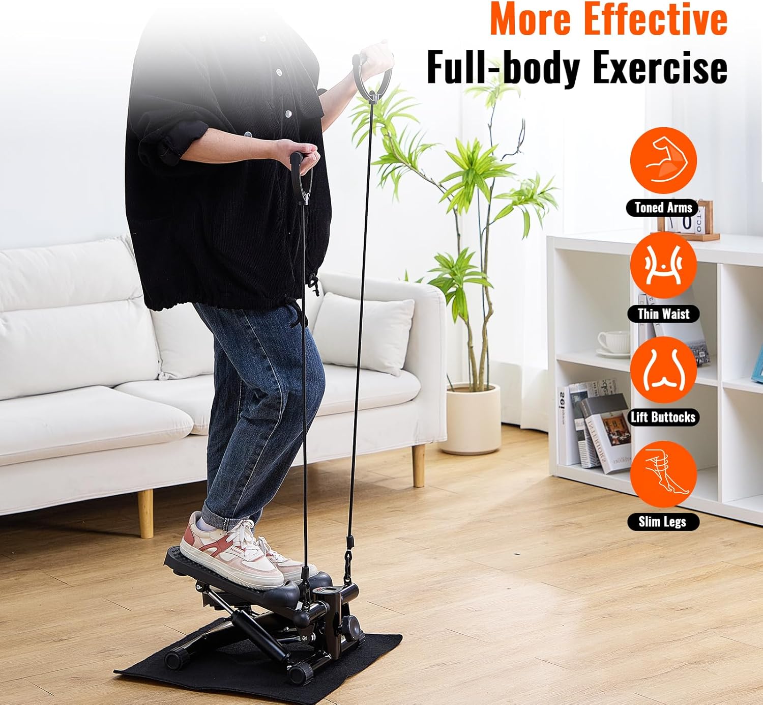 Mini Stair Stepper Machine with Resistance Bands – Portable Cardio Workout Equipment for Home Gym, Fitness Stepper with LCD Display – Compact & Quiet - Image 2