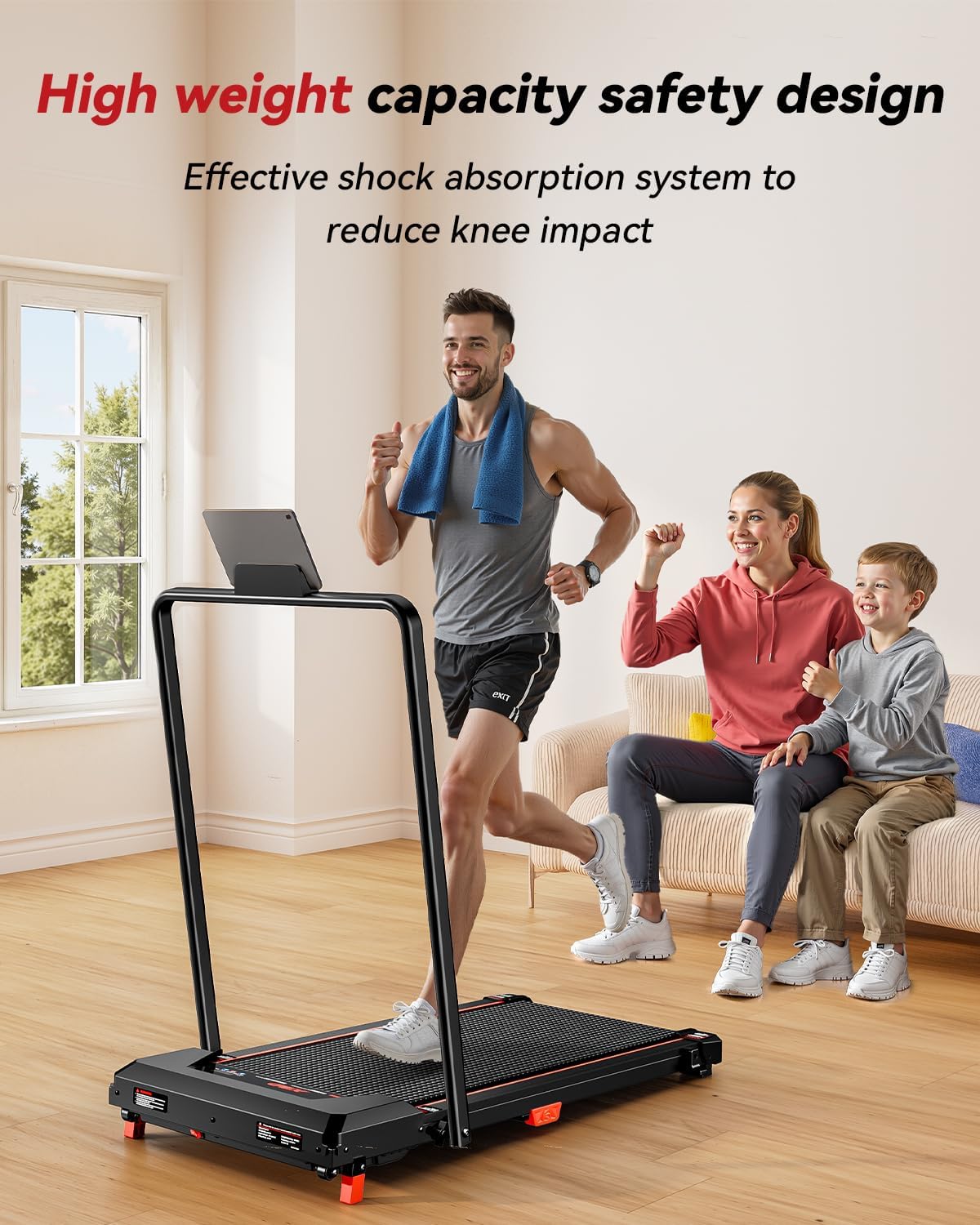 Walking Pad with Handle Bar, XBD Foldable Under Desk Treadmill Walking Treadmills with Incline 2.5 HP Folding Treadmill with Remote Control - Image 2