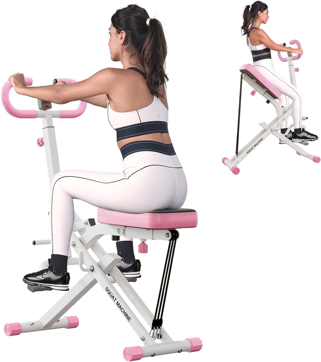 SogesHome Squat Machines Rowing Machine, Foldable & Full Body Exercise Workout Equipment, Row and Ride Squat Machine 330 LBS Weight Capacity, Glute Trainer Machine