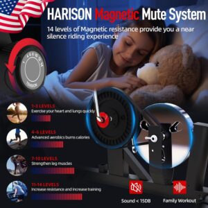 HARISON Semi Commercial Recumbent Exercise Bike with 400 lbs Capacity, Magnetic Recumbent bike for Adult and Seniors, Recumbent Stationary bike for Home with Smart Bluetooth App, 2 in 1 LCD Monitor and Tablet Holder, Heart Rate monitor (HR-B8RE Recumbent Exercise Bike with Arm Exerciser)