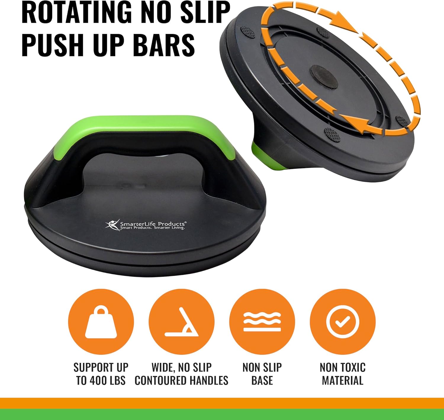 SmarterLife Push-Up Bar for Men & Women - Push-Up Handles for Floor to Prevent Elbow & Wrist Strain, Wide Grips with Non-Slip Rubber Pads for Comfort - Two Push-Up Bars & Workout Guide Included - Image 3