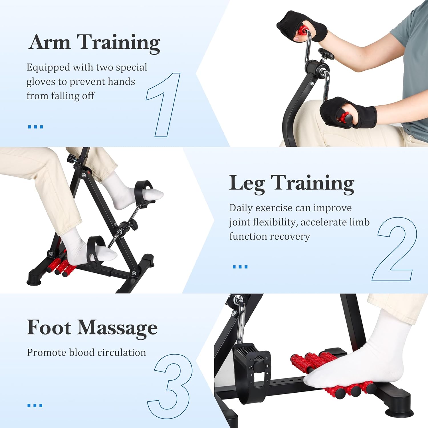 Adjustable Pedal Exerciser Bike for Seniors,Hand Arm Leg and Knee Therapy, Stroke Recovery, Portable Fitness Equipment for Total Body Workout - Great Gift for Elderly Rehab - Image 3