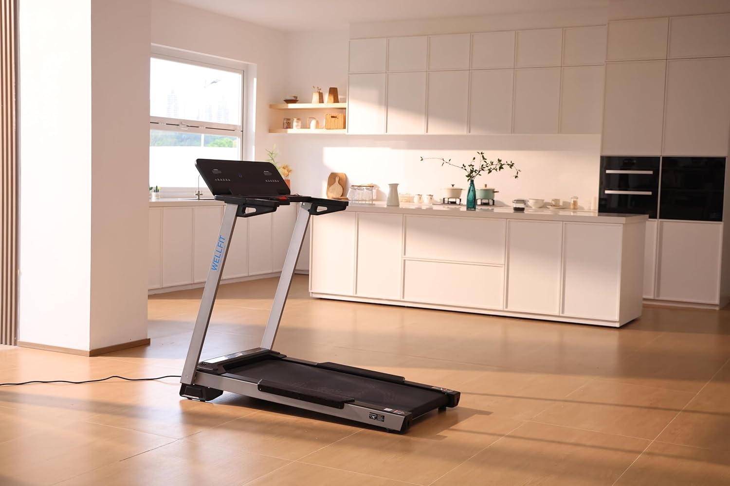 WELLFIT Home Treadmill, 2 Level Incline Heavyduty Treadmill with Pulse Sensor, 4.0 HP, 10 MPH, 450 lbs Capacity, 20'' x 45'' Running Area Treadmills with Bluetooth Player & LED Display - Image 9