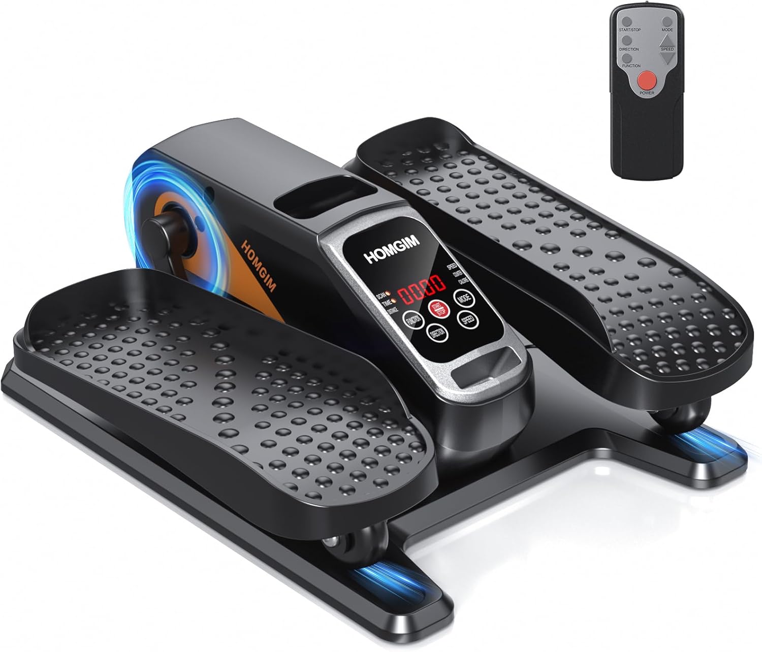 HOMGIM Under Desk Elliptical Machine - Quiet Motorized Leg Exerciser with Smart Remote, 12-Speed Manual Programs Auto/3 Auto Programs LCD Display & Bidirectional Motion for Home/Office
