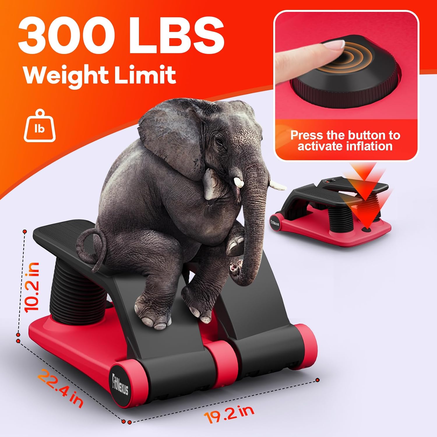 Air Compression Resistance Stepper – Adjustable Mini Stair Climber for Home Cardio Workout, Portable Stepper Machine with LCD Display, Non-Slip Pedals & Resistance Bands (Red and Black) - Image 3