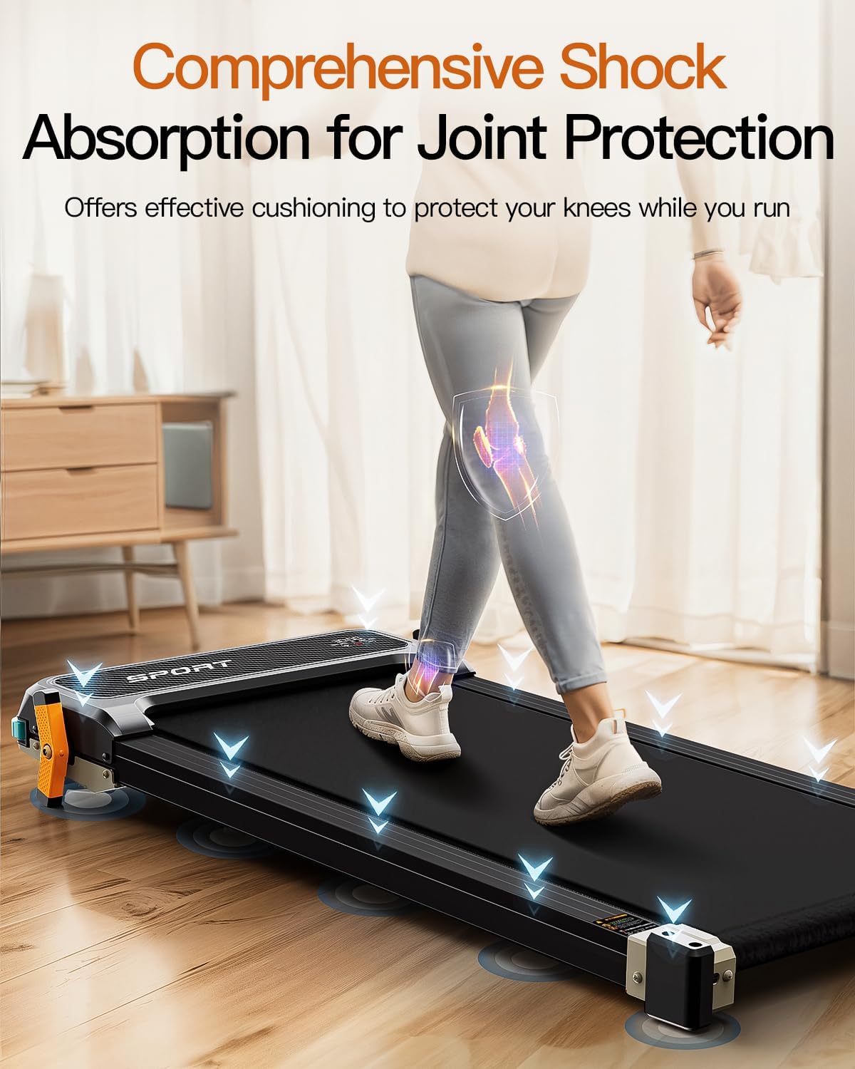 FUNRAY Versatile Walking Pad Treadmill with Incline - Dual-Sided Under Desk Treadmill with Foot Massage,2 in 1 Walking Machine for Home/Office with 330LBS Weight Capacity - Image 5