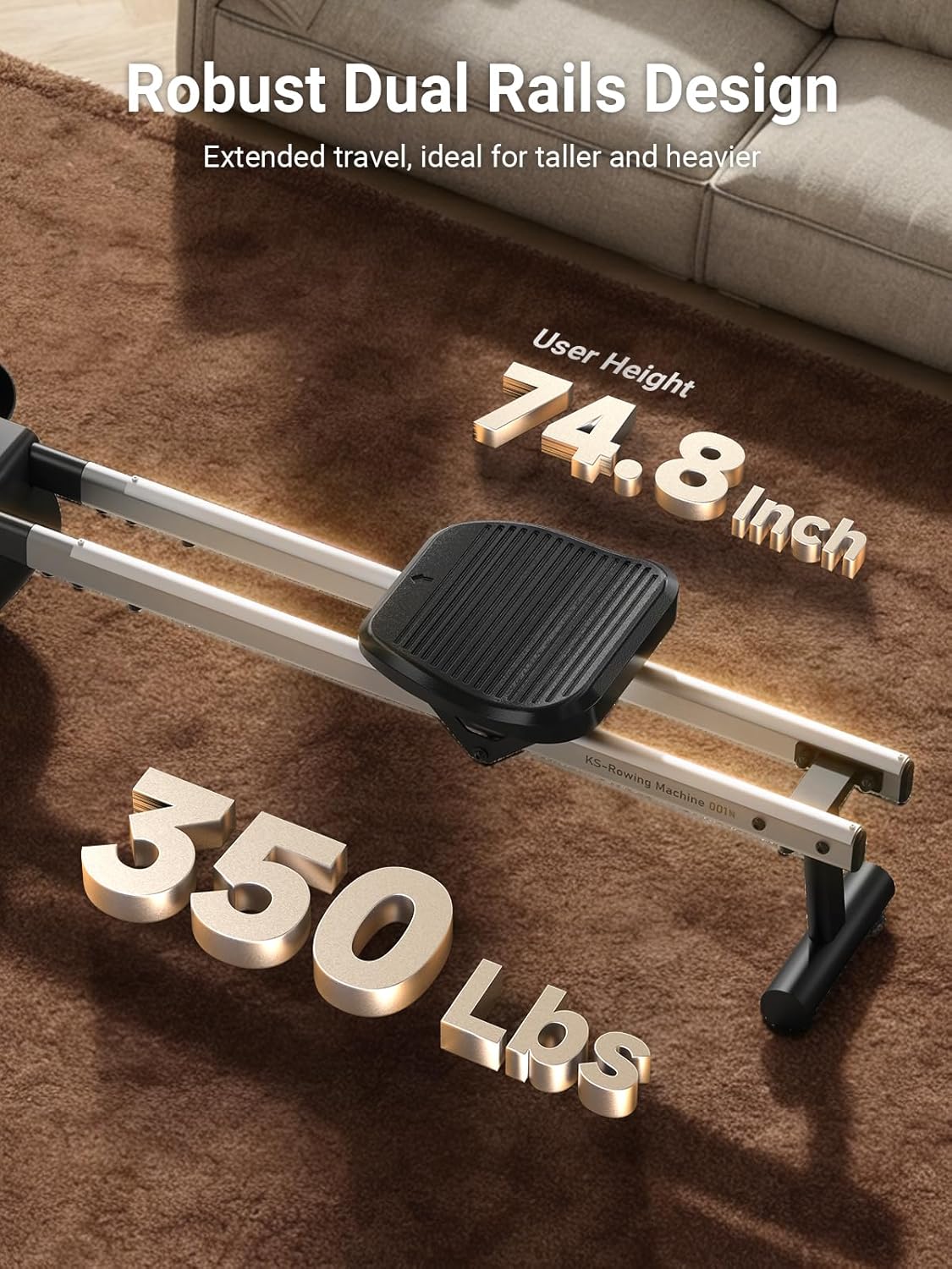 KINGSMITH Magnetic Rowing Machines for Home, 350LBS Capacity, APP Supported, Row Machine with Adjustable Resistance, Compact Rowing Machine Foldable - Image 4