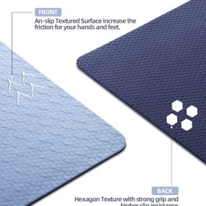 COOLMOON Yoga Mat Non Slip, Anti-Tear 1/4 Thick TPE Yoga Mats for Women and Men, 72″x24″ Exercise & Fitness Mat with Carrying Strap, Workout Mats for Yoga, Pilates and Floor Exercise
